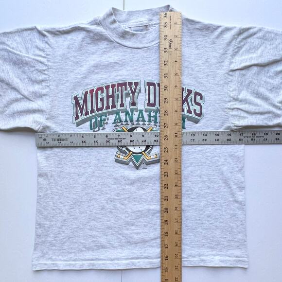 Vintage Mighty Ducks Anaheim Logo 7 Gray T Shirt Baby Tee Yth XL Hockey NHL 90s - Picture 10 of 10